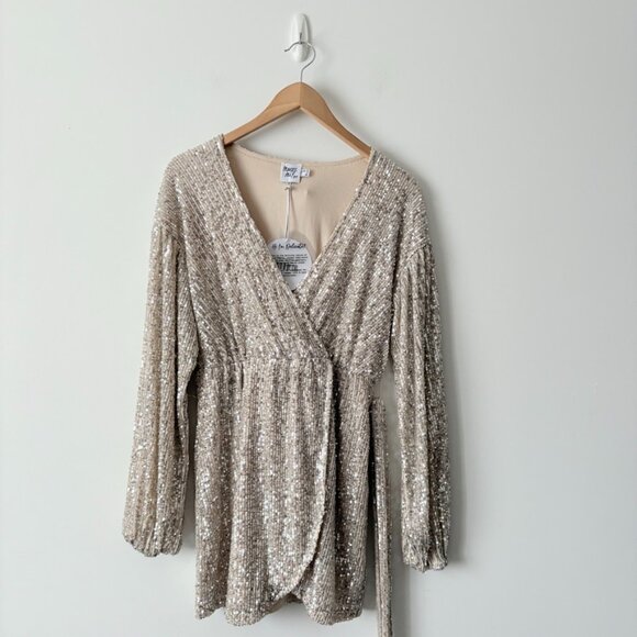 Princess Polly Glittering Silver Wrap Mini Dress - Picture 6 of 8